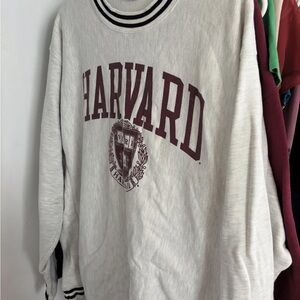 Abercrombie & Fitch Cream and Maroon Crew Neck Sweater